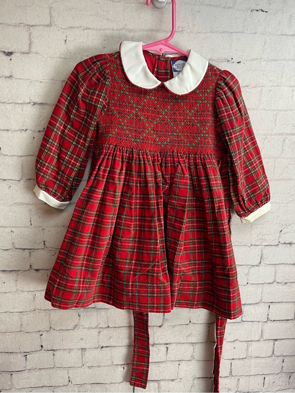 Carriage Boutiques size 12 months red plaid smocked dress long sleeves